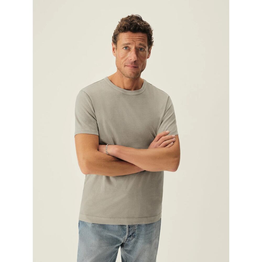 Buck Mason Men's Pima Cotton Straight Hem Crewneck T-Shirt in Concrete Venice - Picture 2 of 5
